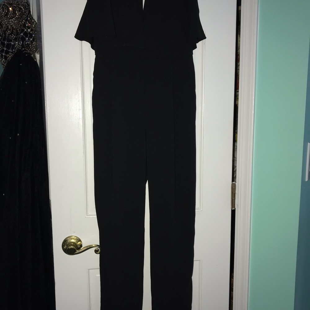 black Strapless Catsuit with Deep V - Picture 3 of 5